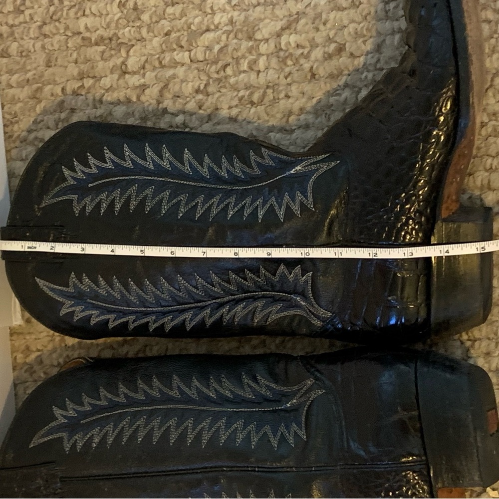 Men's Black Leather Cowboy Boots by Rio Grande, Size 12 - Picture 8 of 11